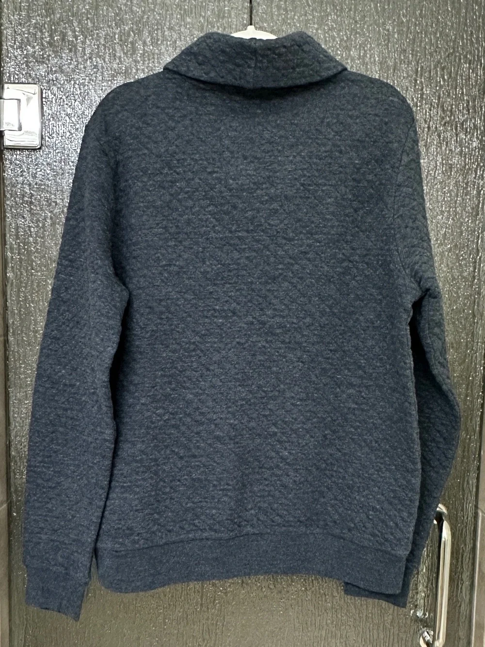 NWT J.Crew Quilted Fleece Pullover Shawl Collar Men’s Large Blue